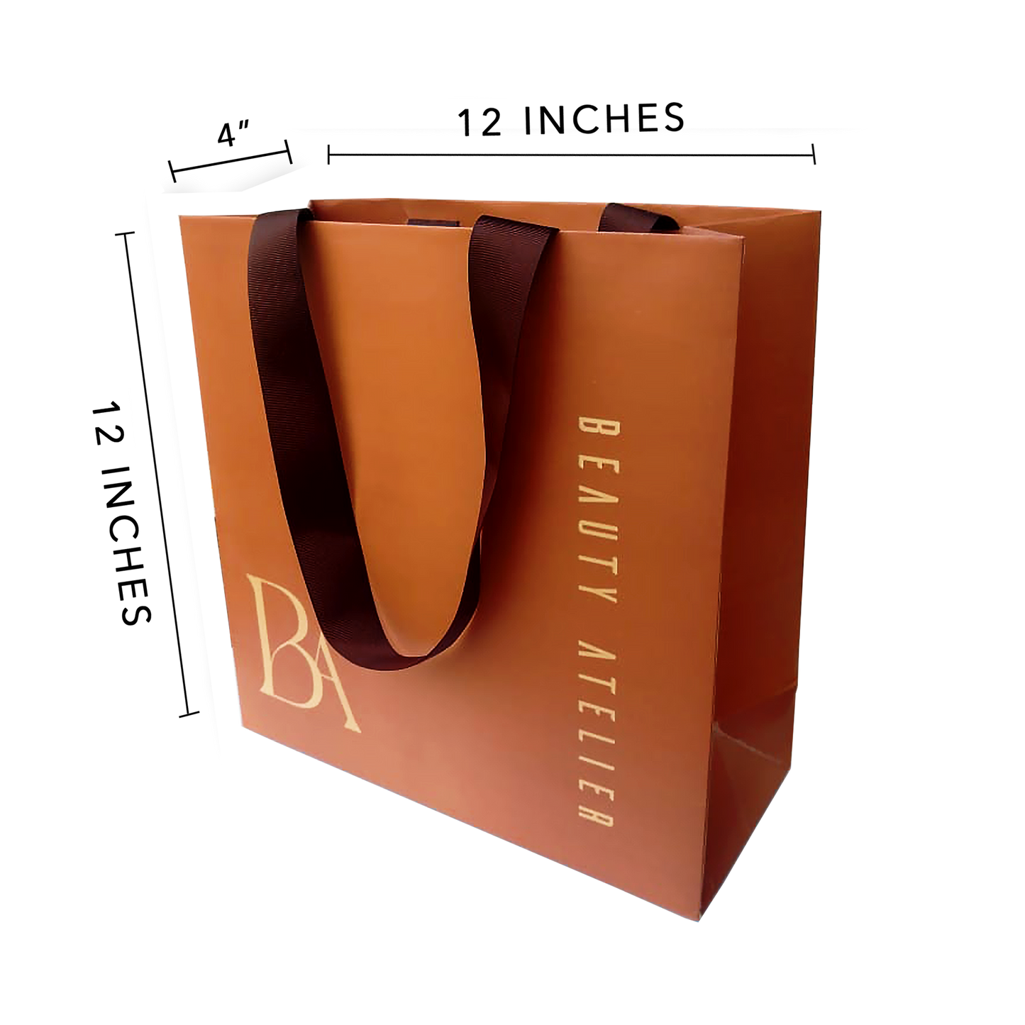 MEDIUM SQUARE BRANDED PAPER BAG  (12" by 12" by 4" side )
