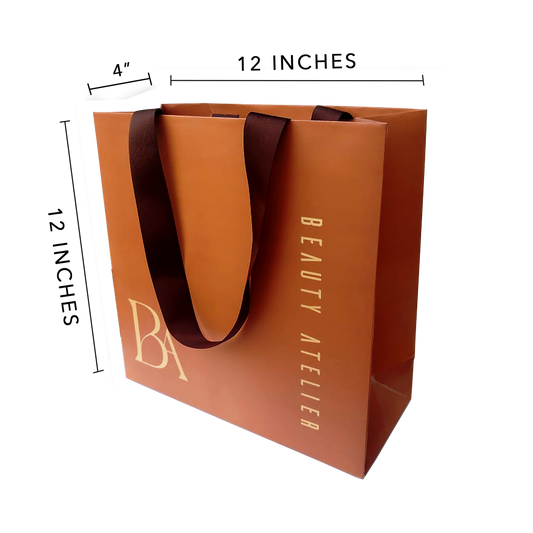 MEDIUM SQUARE BRANDED PAPER BAG  (12" by 12" by 4" side )